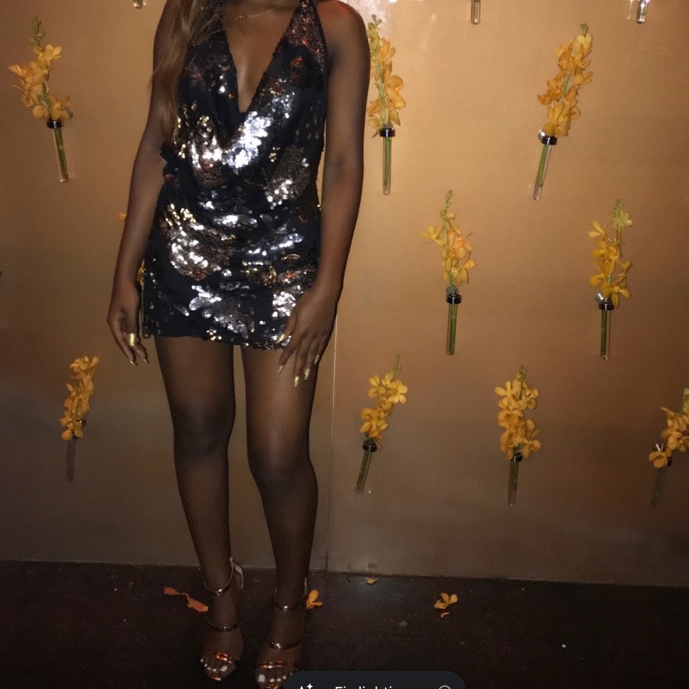 Black dress with gold and silver sequins